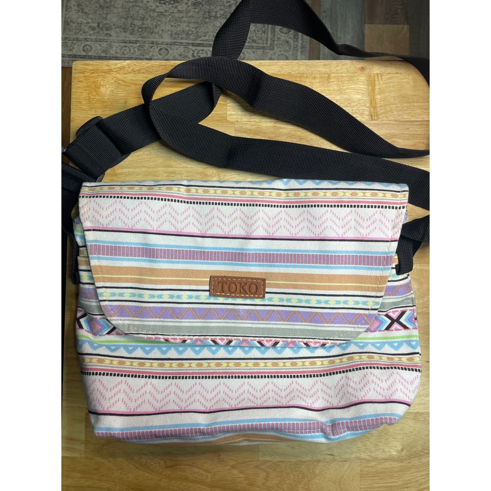 TOKO Crossbody Bag Purse Colorful Striped Bohemian Aztec Festival Shoulder Bag